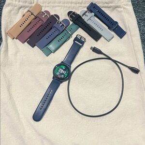 GARMIN VIVOACTIVE 5 navy blue smart activity exercise pedometer watch w 9 straps